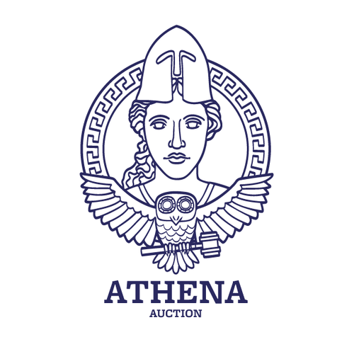 Auction design with the title 'Auction Logo with Athena'