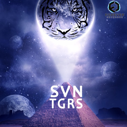 Alien artwork with the title 'Sci-fi landscape with tiger on planet'