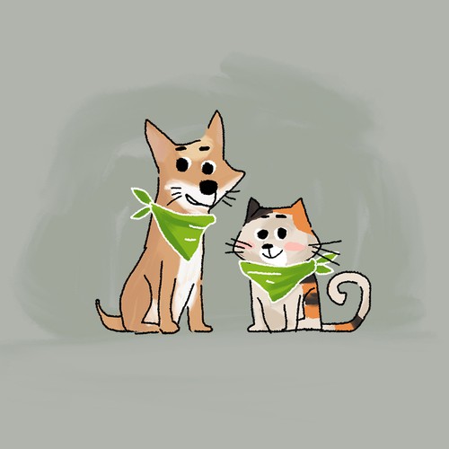 Cat illustration with the title 'Dog and cat illustration'