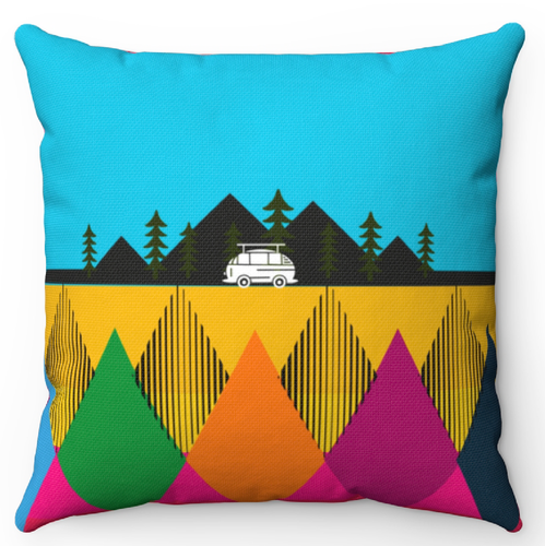 Camping design with the title 'pillows for campers'