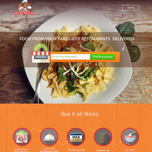Board design with the title 'Food Delivery Landing Page'