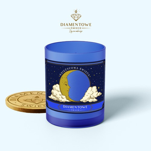 Candle label with the title 'Moon - candle label'