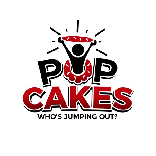Pop culture logo with the title 'Poping logo for a Cake builder company.'