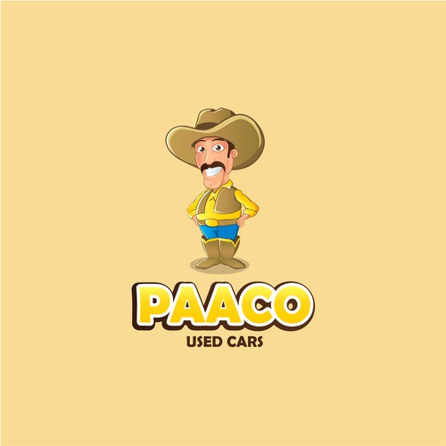 Mustache logo with the title 'Old & Young Generational Characters for USED CAR LOT!!!'