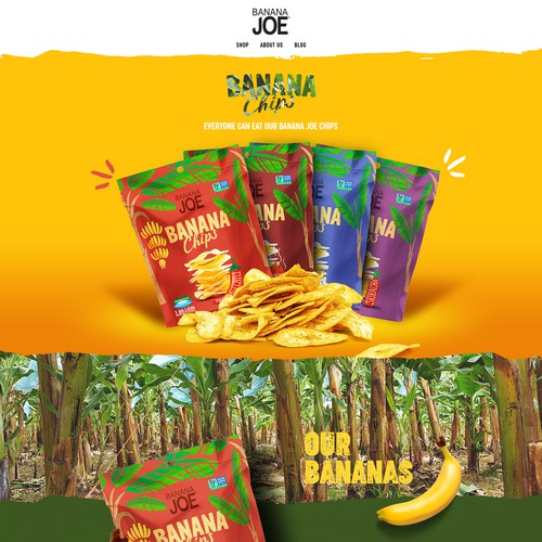 Creative website with the title 'Banana chips'