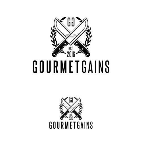 Cutlery logo with the title 'Gourmet Gains Logo Design'