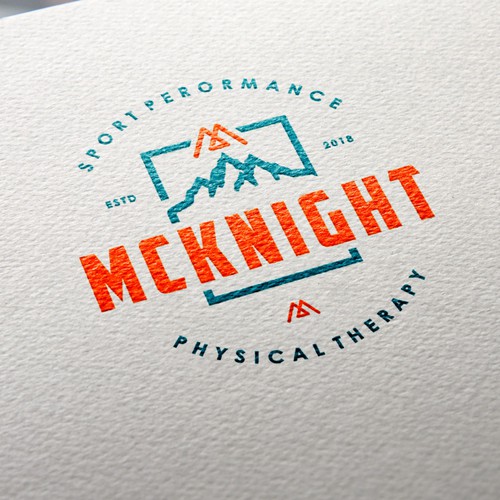 Rugged logo with the title 'Logo needed for modern, rugged, mountainous physical therapy clinic'