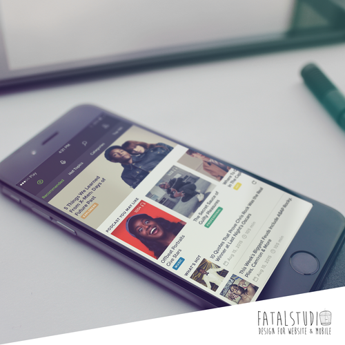 UI design with the title 'Innovative Podcast Mobile App'