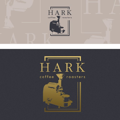 Coffee company logo with the title 'HARK coffee brand'