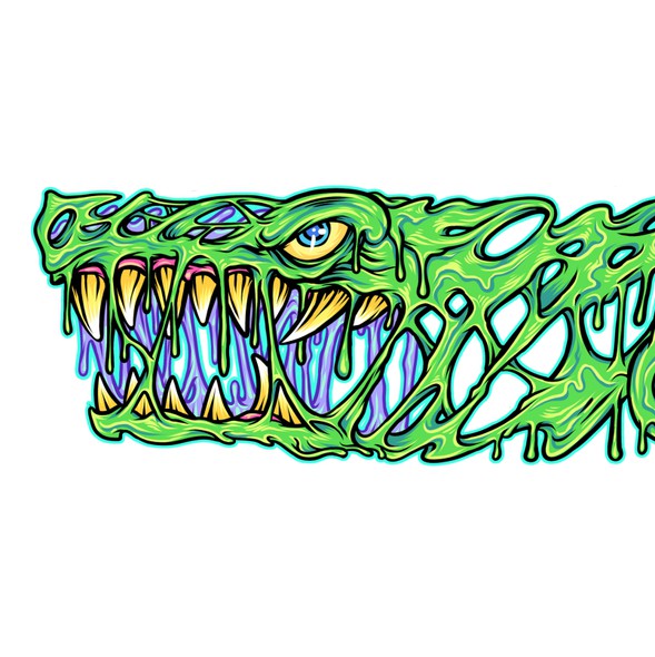 Tattoo illustration with the title 'Slime Gator'
