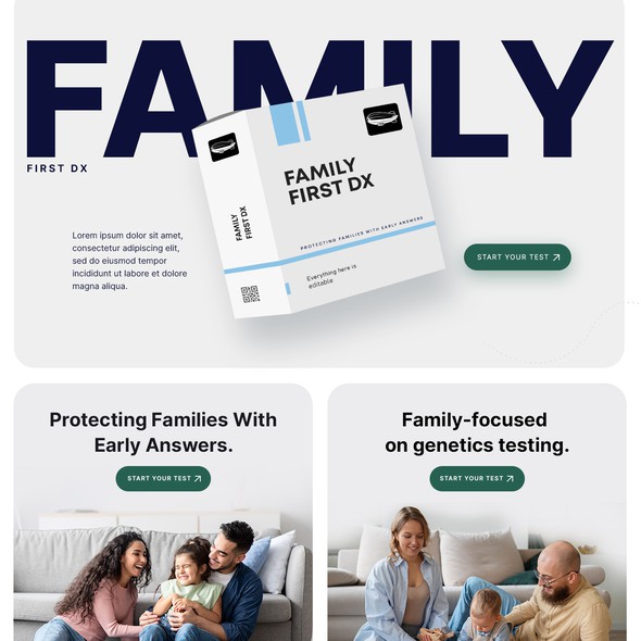 Premium website with the title 'Design a Modern, Premium Shopify Site for Family First Dx'