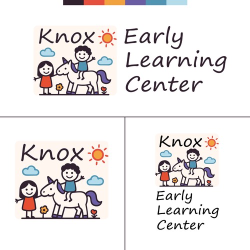 Unicorn logo with the title 'adorable design concept for a childcare center'