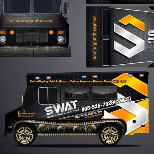 Wrap design with the title 'SWAT style truck design'