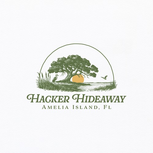 Beach logo with the title 'Logo for Hacker Hideaway'