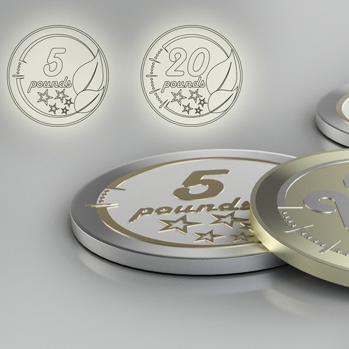Coin design with the title '3d Coins'
