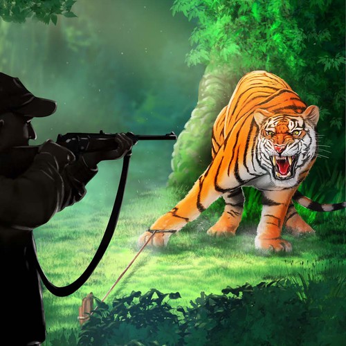 Digital painting artwork with the title 'Tiger illustration'