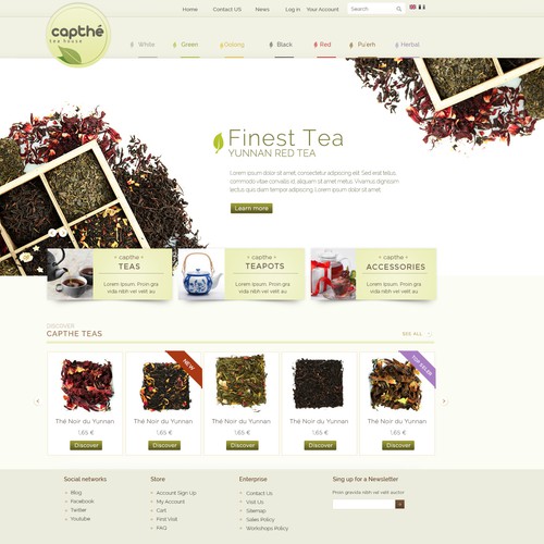 Minimalist website with the title 'Capthe Tea website '