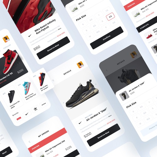 Shoe design with the title 'Sneaker App Design'