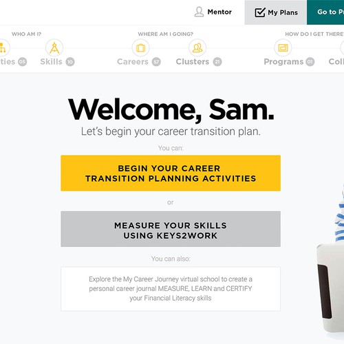 Yellow website with the title 'Dashboard & Home Page for EdTech Startup'