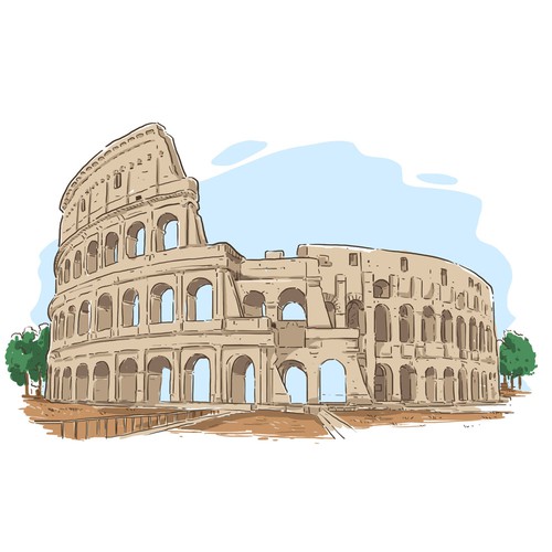 Building artwork with the title 'Ancient Building Illustration'