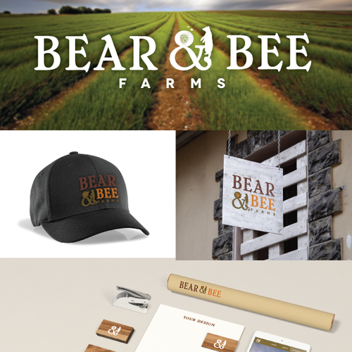 Natural brand with the title 'Bear & Bee Logo Design'