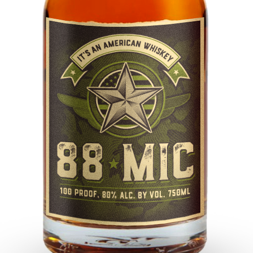 Retro label with the title 'Whisky Brand for American Veterans'