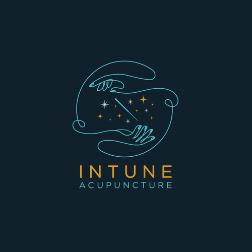 Hand logo with the title 'Intune Acupuncture Logo Design'