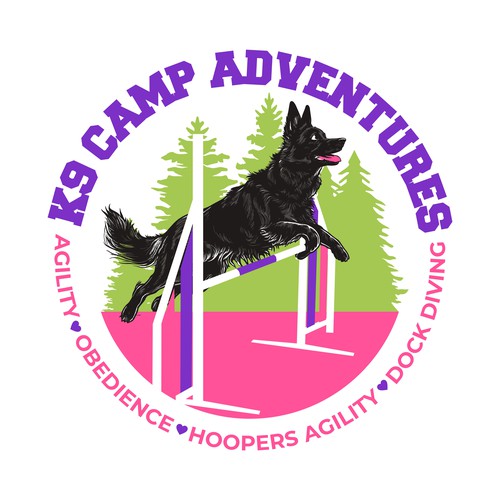Dog training logo with the title 'K9 CAMP AVENTURES'