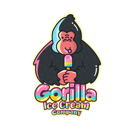 Funny logo with the title 'Gorilla Ice Cream'
