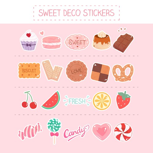 Pastel artwork with the title 'Sweet Deco Stamp'