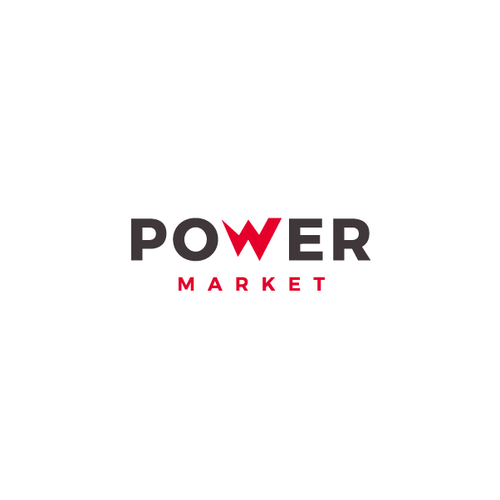 Thunderbolt logo with the title 'Power Market Logo'
