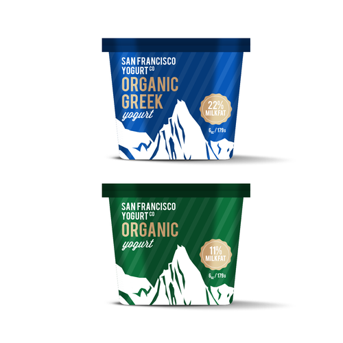 Milk design with the title 'Design packaging for San Francisco Yogurt, maker of high-fat yogurt for adventurous people'