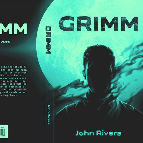 Sci-fi illustration with the title 'Grim Book Cover'