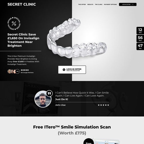 Teeth design with the title 'Landing page for teeth straightening'