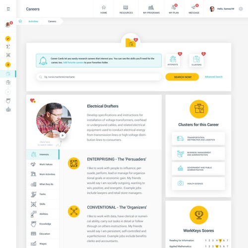 Education website with the title 'Smart Futures - Career screen'
