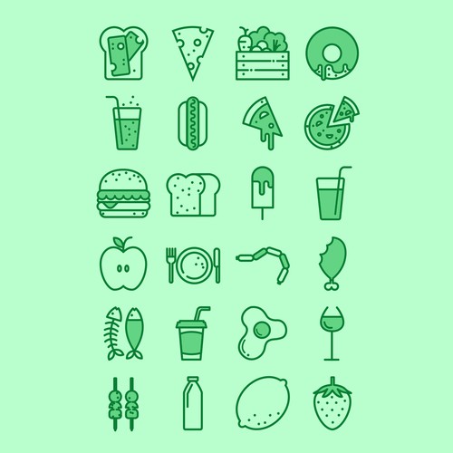 Icon illustration with the title 'Food icons'