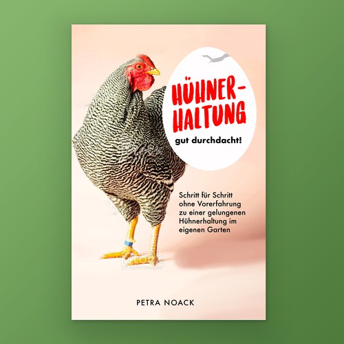 Egg design with the title 'Cover for an eBook in the field of chicken farming.'