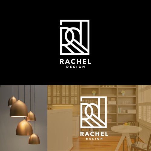 Household interior design logo with the title 'Bold Iconic logo for Rachel Design'