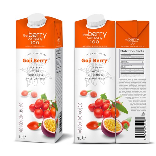 Juice packaging with the title 'Lable design'