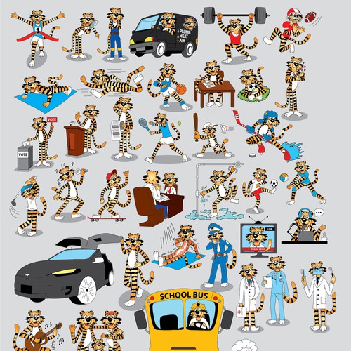 Animal artwork with the title 'Mascot poses'