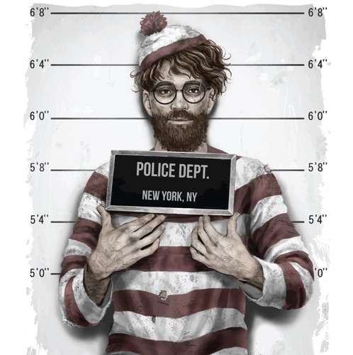 Vector art t-shirt with the title 'Waldo Mugshot'