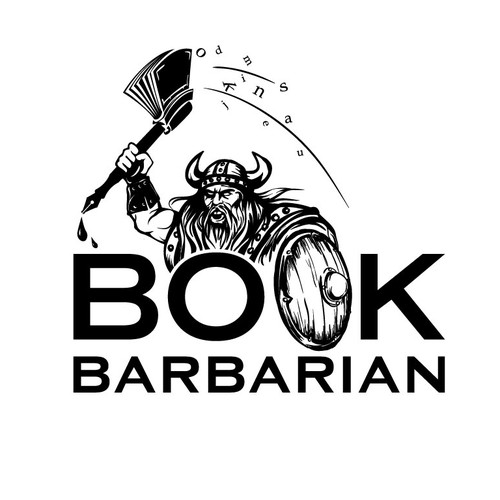 Education logo with the title 'Create a kick-ass logo for BookBarbarian.com'