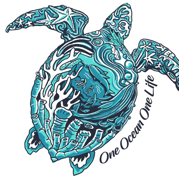 Ocean t-shirt with the title 'One ocean one life t-shirt'