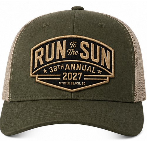 Hat design with the title 'RUN TO THE SUN event '