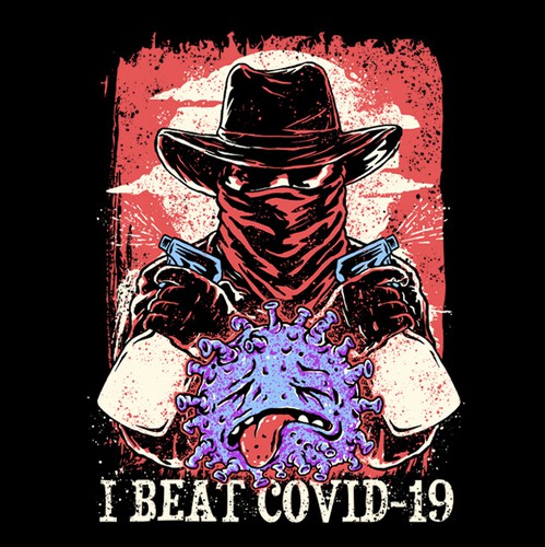 Retail t-shirt with the title 'I Beat Covid-19'