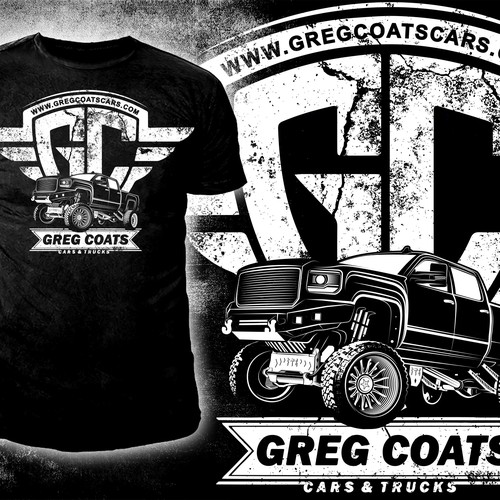 Detailed t-shirt with the title 'Cars & Trucks company t-shirt Design '