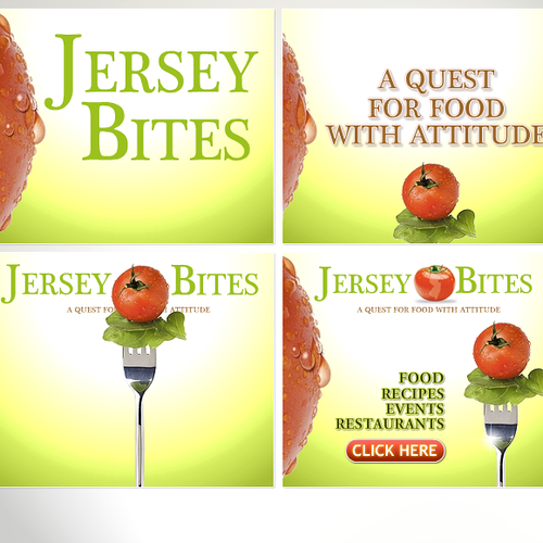 Ad design with the title 'Jersey Bites animated flash banner'