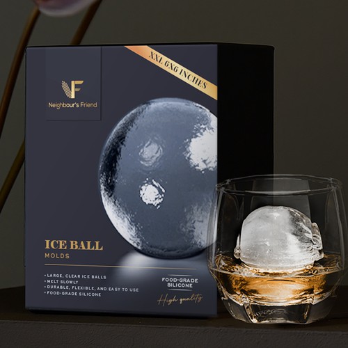 Whiskey packaging with the title 'Neighbour's Friend - Ice Ball'