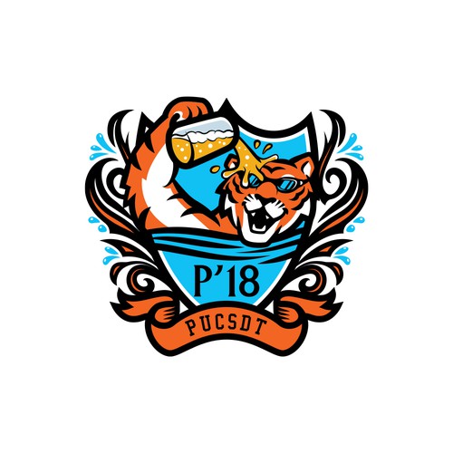Swimming logo with the title 'Tiger Mascot Logo for Swimming Team Reunion'