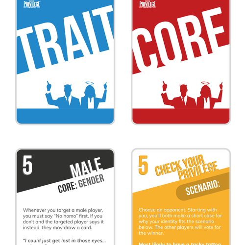 Card game design with the title 'Bold playing card designs'